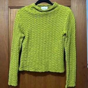 RARE Paloma Wool Stretch Green Mock Neck Top 90s 2000s Long Sleeve
